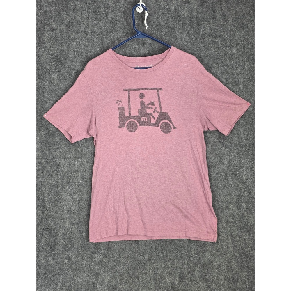 Travis Mathew Mens Golf T Shirt Medium Pink Golf Cart Athleisure Golfcore Casual